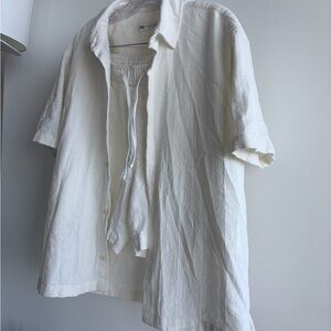 Zara Men's Cream Casual Button Down Shirt